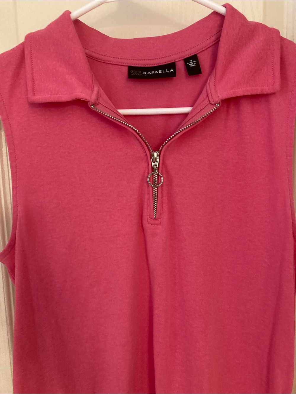 Sleeveless Zip Polo Tank in Bright Pink - Picture 3 of 8